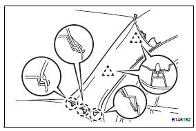 Toyota RAV4. Install front pillar garnish lh
