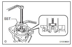 Toyota RAV4. Remove rear drive pinion front tapered roller bearing