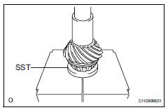 Toyota RAV4. Install rear drive pinion rear tapered roller bearing