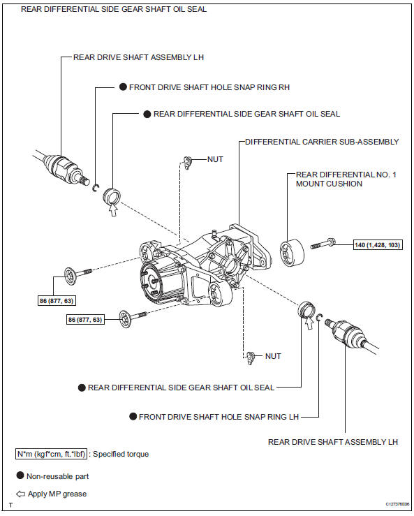 Toyota RAV4. Rear differential side gear shaft oil seal