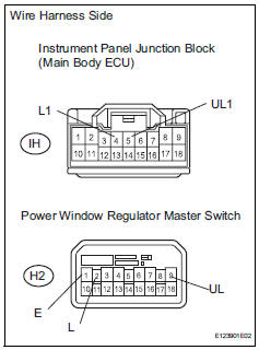 Toyota RAV4. Check wire harness (master switch - ecu and body ground)