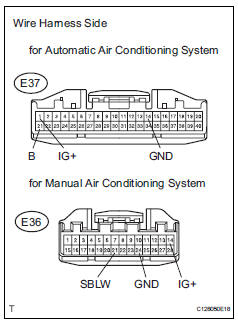 Toyota RAV4. Check wire harness (air conditioning amplifier - battery and body ground)