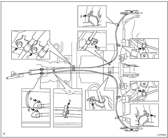 Toyota RAV4. Remove parking brake cable