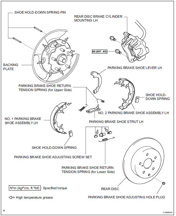 Toyota RAV4. Parking brake assembly