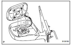 Toyota RAV4. Remove outer mirror cover lh (w/ mirror heater)