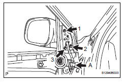 Toyota RAV4. Install outer rear view mirror assembly lh