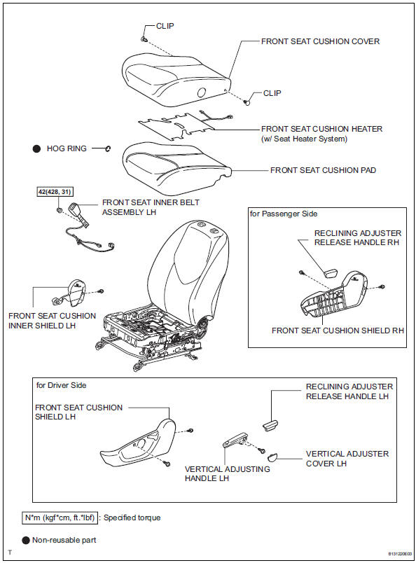 Toyota RAV4. Front seat assembly (for manual seat)