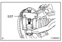 Toyota RAV4. Disconnect tie rod end sub-assembly lh