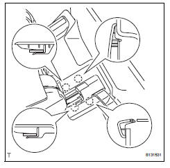 Toyota RAV4. Remove rear no. 3 Seat leg side cover (w/ rear no. 2 Seat)