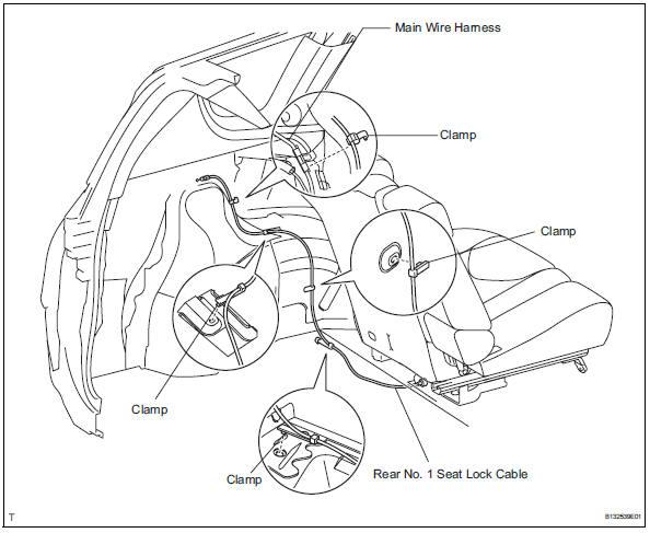 Toyota RAV4. Install rear no. 1 Seat lock cable assembly (w/o rear no. 2 Seat)