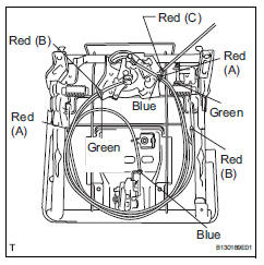 Toyota RAV4. Install seat lock control cable assembly