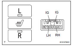 Toyota RAV4. Inspect seat heater switch