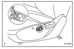 Toyota RAV4. Remove reclining adjuster release handle lh (for driver side)