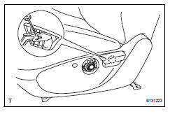 Toyota RAV4. Install reclining adjuster release handle lh (for driver side)