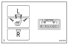 Toyota RAV4. Check that the seat heater switch illuminates.