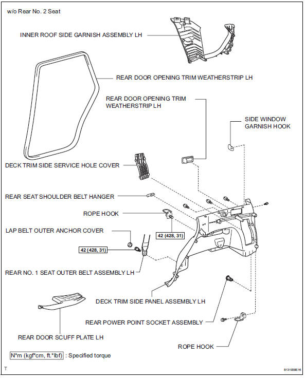 Toyota RAV4. Rear center seat outer belt assembly