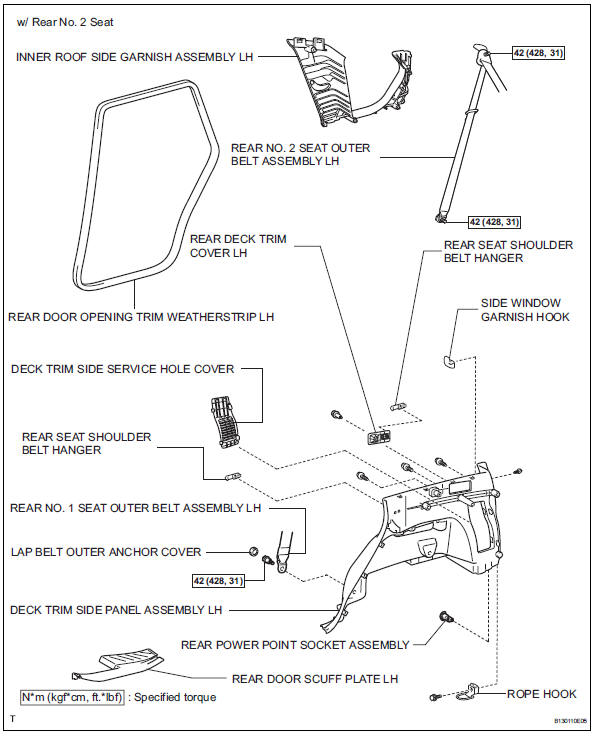 Toyota RAV4. Rear center seat outer belt assembly