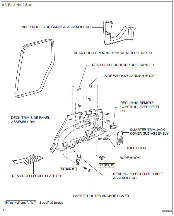 Toyota RAV4. Rear center seat outer belt assembly