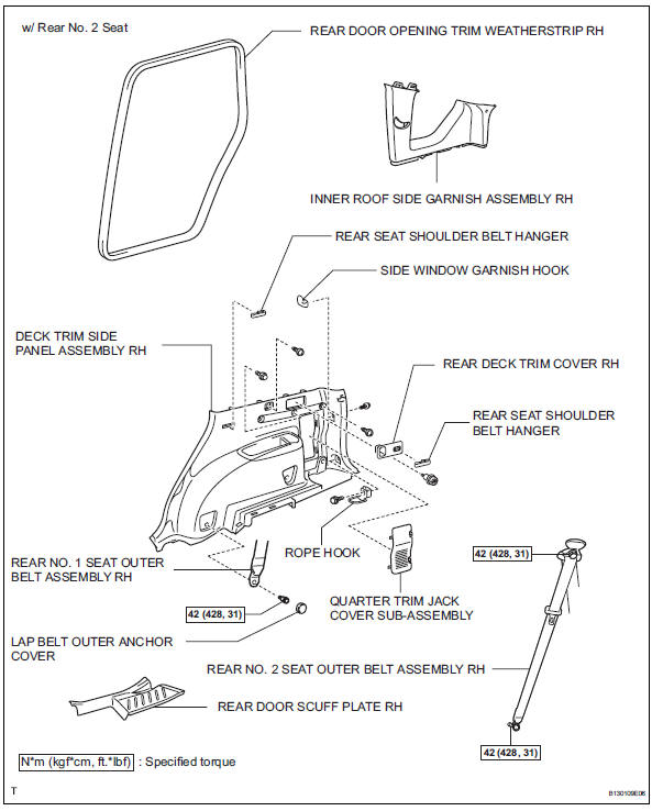 Toyota RAV4. Rear center seat outer belt assembly