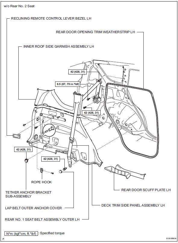 Toyota RAV4. Rear seat outer belt assembly