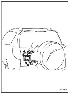 Toyota RAV4. Remove no. 1 Back door emblem assembly