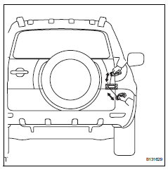 Toyota RAV4. Remove no. 4 Back door name plate (for 4wd)