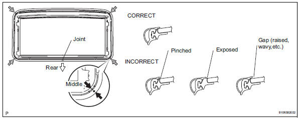 Toyota RAV4. Install sliding roof weatherstrip