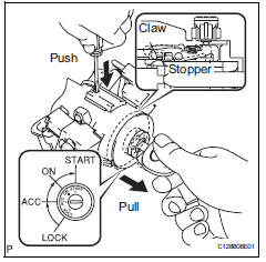 Toyota RAV4. Remove ignition switch lock cylinder assembly