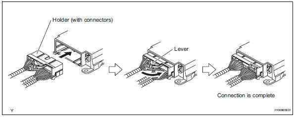 Toyota RAV4. Connection of connectors for center airbag sensor assembly