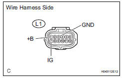 Toyota RAV4. Check wire harness (source voltage)