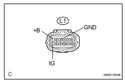 Toyota RAV4. Check wire harness (source voltage)