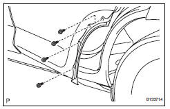 Toyota RAV4. Remove quarter opening retainer lh