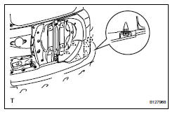 Toyota RAV4. Remove lower back door outside garnish sub-assembly rh