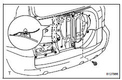 Toyota RAV4. Install upper back door outside garnish sub-assembly lh