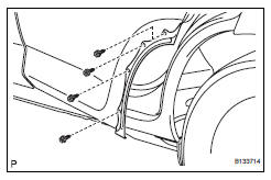 Toyota RAV4. Install quarter opening retainer lh