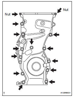 Toyota RAV4. Remove timing chain cover sub-assembly