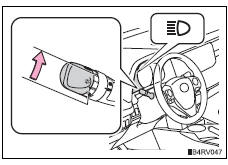 Toyota RAV4. Switching to high beam