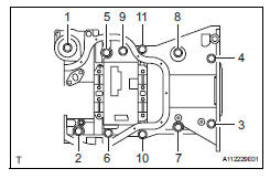 Toyota RAV4. Remove stiffening crankcase assembly