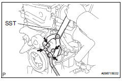 Toyota RAV4. Install water pump pulley