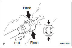 Toyota RAV4. Disconnect fuel tube connector