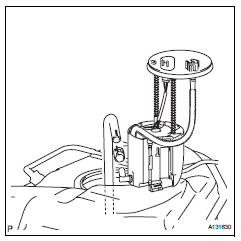 Toyota RAV4. Install fuel suction with pump assembly