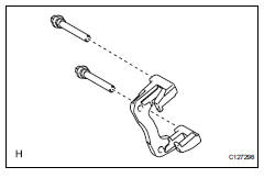 Toyota RAV4. Remove rear disc brake cylinder slide pin