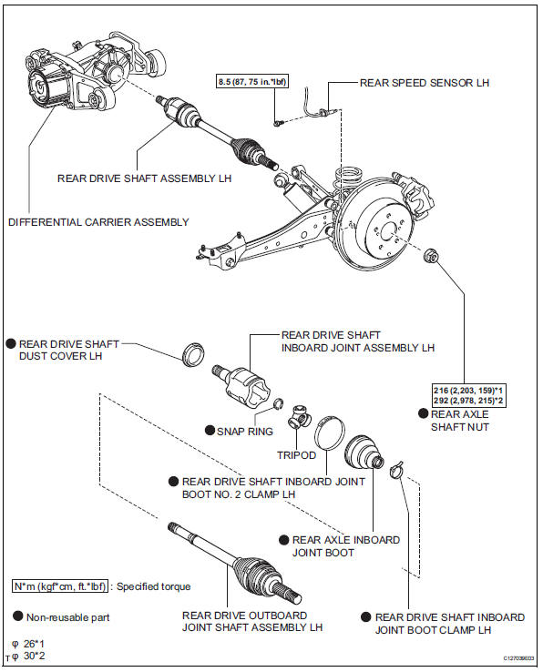 Toyota RAV4. Rear drive shaft assembly
