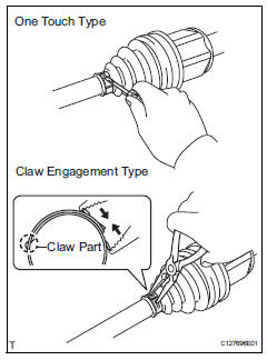 Toyota RAV4. Install front axle inboard joint boot clamp lh