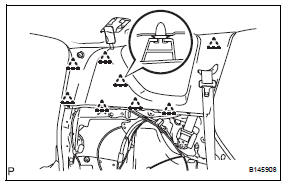 Toyota RAV4. Install inner roof side garnish assembly lh (w/ rear no. 2 Seat)