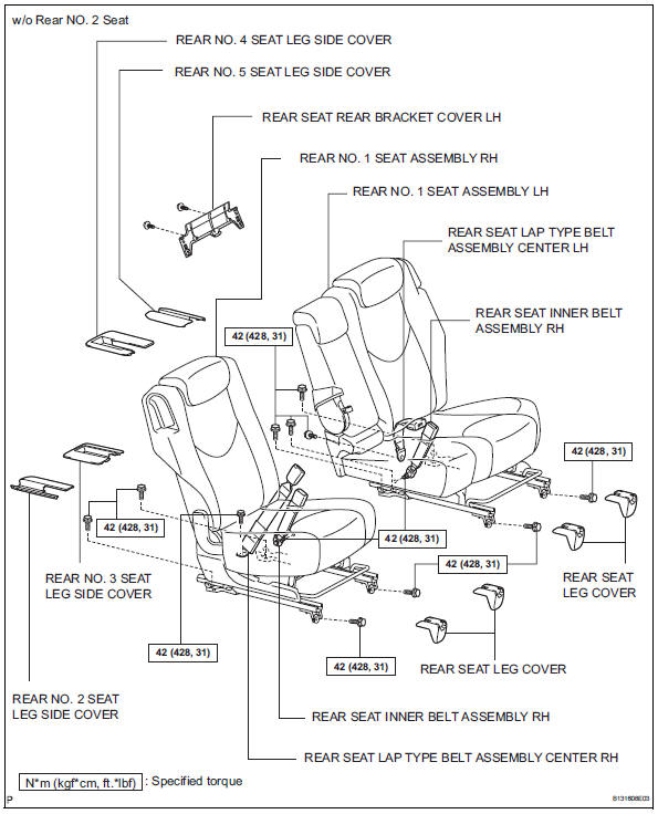 Toyota RAV4. Rear seat inner belt assembly