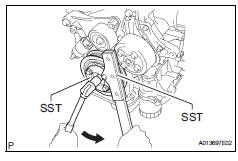 Toyota RAV4. Emove crankshaft pulley